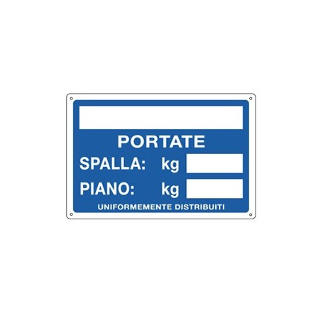 CARTELLO ALLUMINIO 30X20CM 'PORTATE: SPALLA / PIANO' - 3130