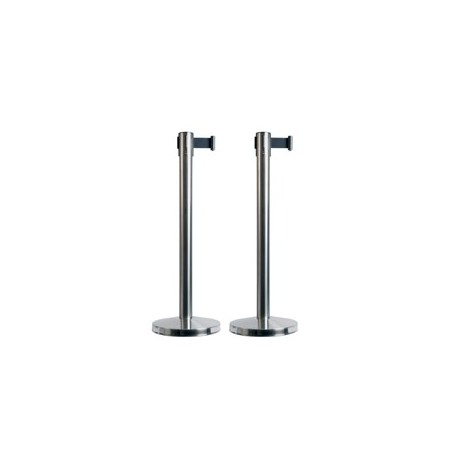 SET 2 COLONNINE SEGNAPERCORSO CON NASTRO NERO 210CM BUDGET RETRACTABLE SECURIT - RS-RT-LW-CH