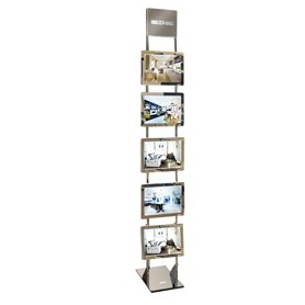 ESPOSITORE LED DA TERRA H200CM CON 5 CORNICI A4 FREESTANDING LEDMAG - FKIT5XA4H