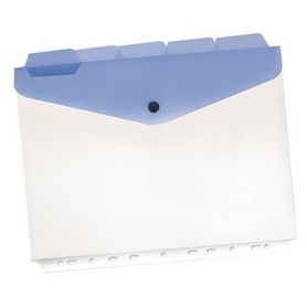 5 BUSTE PP CON BOTTONE E FORATURA UNIVERSALE F.TO A4 CON SEPARATORI - D064003