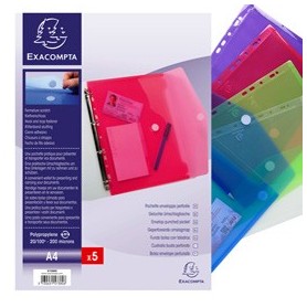 BUSTA FORATA C/CHIUSURA IN VELCRO IN PP COLORATO F.TO 24X32CM PER A4 EXACOMPTA - 57380E