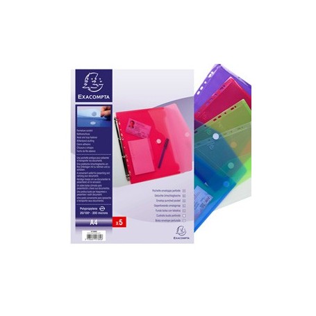 BUSTA FORATA C/CHIUSURA IN VELCRO IN PP COLORATO F.TO 24X32CM PER A4 EXACOMPTA - 57380E