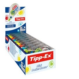 BOX 10 CORRETTORI A NASTRO MINI POCKET MOUSE 5MMX6MT COLORI FUN ASS. TIPP-EX - 926397