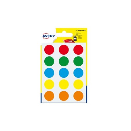 BLISTER 90 ETICHETTA ADESIVA TONDA PSA COL.ASS. Ã19MM AVERY - PSA19MX