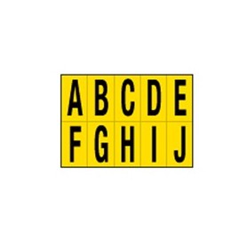 FOGLIO CON 10 LETTERE AUTOADESIVI DA A A J NERO/GIALLO 56X99MM - 905AJ