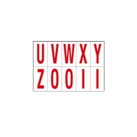 FOGLIO CON 10 LETTERE AUTOADESIVE DA U A Z ROSSO/BIANCO 70X124MM - 916UZ