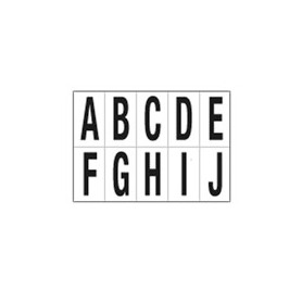 FOGLIO CON 10 LETTERE AUTOADESIVE DA A A J NERO/BIANCO 70X124MM - 936AJ