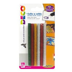 12 STICK COLLE GLITTER ASSORTITE PER PISTOLA MINI TG02M Ã.7MM - LUNGH.10CM DECO - 12071
