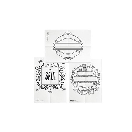 SET 3 STENCIL SU FOGLIO A2 A TEMA "SCONTI" SECURIT - WD-3A2-SP