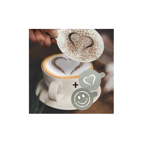 SET 2 STENCIL PER CAFFE' "CUORE + SMILE" SECURIT - STN-SS-CO