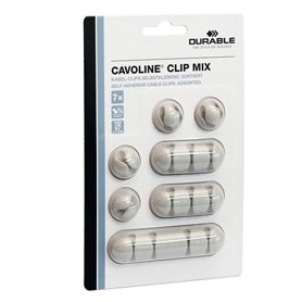 MIX DI 7 CLIP FERMACAVI ADESIVI - GRIGIO - CAVOLINE CLIP MIX DURABLE - 5041-10