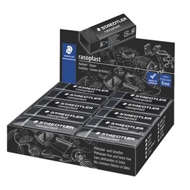 BOX 20 GOMME RASOPLAST 526 B20-9 DIM.63X13X23MM NERA PER MATITA STAEDTLER - 526B20-9