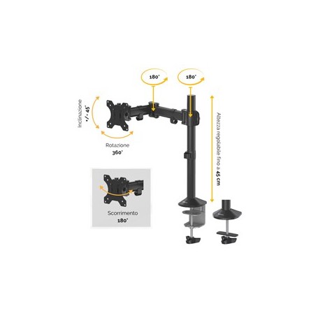 BRACCIO PORTA MONITOR SINGOLO REFLEX SERIES FELLOWES - 8502501