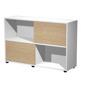 LIBRERIA BASSA A 2 RIPIANI ANTE SCORR. 120X35CM H79CM BIANCO/ROVERE - TETRIS - 17066/3C