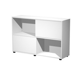 LIBRERIA BASSA A 2 RIPIANI ANTE SCORR. 120X35CM H79CM BIANCO/BIANCO - TETRIS - 17066/33