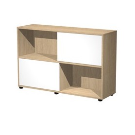 LIBRERIA BASSA A 2 RIPIANI ANTE SCORR. 120X35CM H79CM ROVERE/BIANCO - TETRIS - 17066/C3