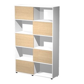 LIBRERIA ALTA A 5 RIPIANI ANTE SCORR. 120X35CM H191CM ROVERE/BIANCO - TETRIS - 17060/C3