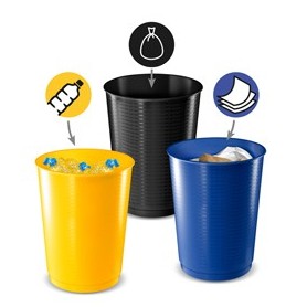 SET 3 CESTINI RACCOLTA DIFFERENZIATA 40LT GIALLO-BLU-NERO 1333 CEP - 1013331451