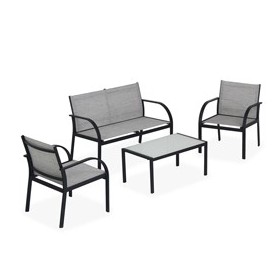 SALOTTO ANKARA NERO/GRIGIO - SET 4 ELEMENTI - S1617067