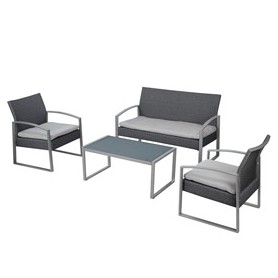 SALOTTO ALICANTE NERO/GRIGIO - SET 4 ELEMENTI - S1304522