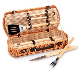 SET BARBECUE - 5 ATTREZZI IN VALIGETTA DI VIMINI - C951033/A