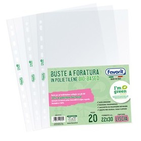 CONF 20 BUSTE FORATE22X30 PE I'M GREEN BIO-BASED LISCIO SUPERIOR FAVORIT - 400178113
