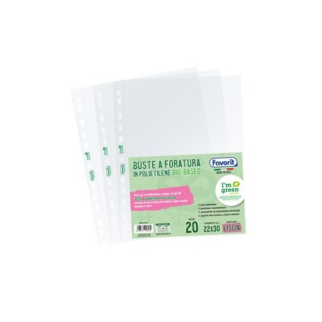 CONF 20 BUSTE FORATE22X30 PE I'M GREEN BIO-BASED LISCIO SUPERIOR FAVORIT - 400178113