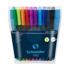 ASTUCCIO 10 PENNE A SFERA VIZZ C/CAPPUCCIO PUNTA M COLORI ASSORTITI SCHNEIDER - P102290