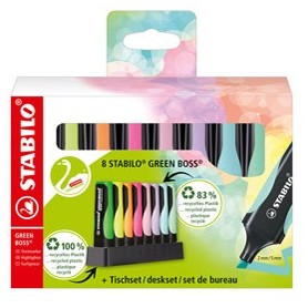 DESKSET 8 EVIDENZIATORI STABILOÂ® GREEN BOSSÂ® 83RECYCLED - 1523280