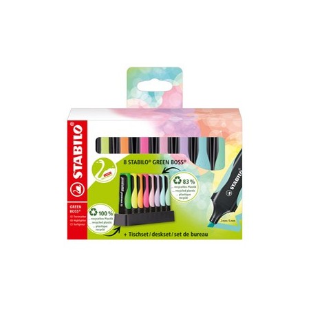 DESKSET 8 EVIDENZIATORI STABILOÂ® GREEN BOSSÂ® 83RECYCLED - 1523280