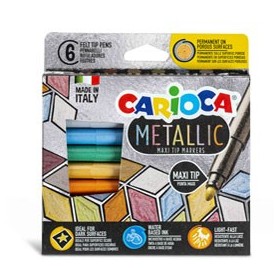 SCATOLA 6 MAXI METALLIC PENNARELLI COLORI ASSORTITI CARIOCA - 43161