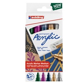 ASTUCCIO 5 MARCATORI ACRILICI EDDING 5100 MEDIUM FESTA - 4-5100-5-999