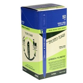 SCATOLA 50 PENNA BLU TRATTO 1 GREEN PUNTA MEDIA 1.0MM - F838301
