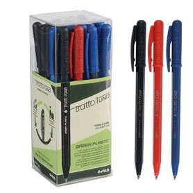 SCATOLA 24 PENNA SFERA COLORI ASSORTITI TRATTO 1 GREEN PUNTA MEDIA 1.0MM - F838400