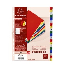 SEPARATORE ALFABETICO A-Z A 20 TACCHE PPL COLORATO A4 94E EXACOMPTA - 94E
