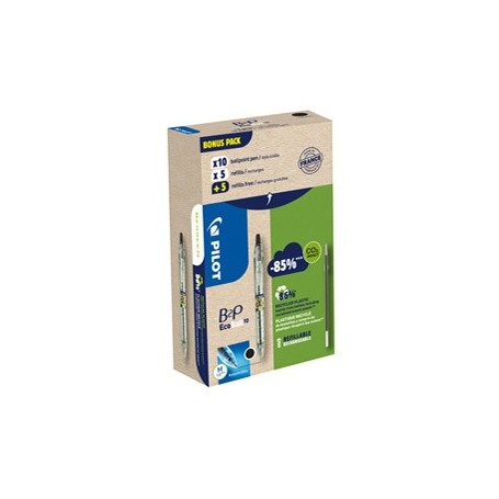 BONUSPACK 10 PENNE +10 REFILL B2P ECOBALL PUNTA 1.0MM NERO PILOT - 32