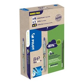 BONUSPACK 10 PENNE +10 REFILL B2P ECOBALL PUNTA 1.0MM BLU PILOT - 33