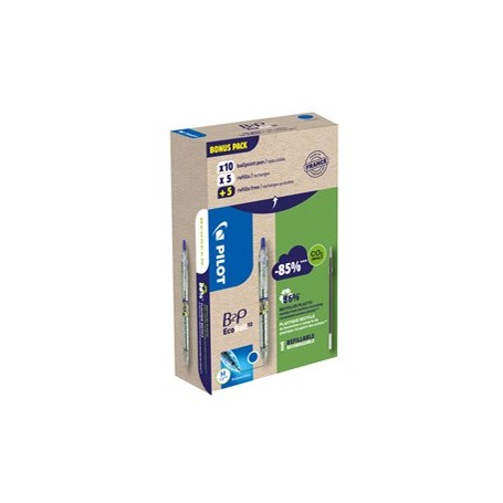 BONUSPACK 10 PENNE +10 REFILL B2P ECOBALL PUNTA 1.0MM BLU PILOT - 33