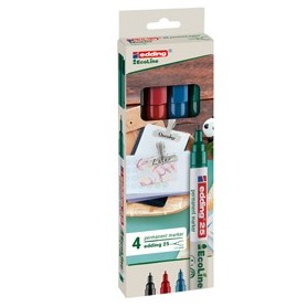 ASTUCCIO 4 MARCATORI PERMANENTE 25 ECOLINE PUNTA TONDA 1.0MM NE/BL/RO/VE EDDING - 4-25-4