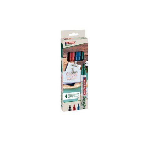 ASTUCCIO 4 MARCATORI PERMANENTE 25 ECOLINE PUNTA TONDA 1.0MM NE/BL/RO/VE EDDING - 4-25-4