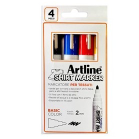 ASTUCCIO 4 MARCATORI PER TESSUTO P. TONDA 2.0MM NERO/ROSSO/BLU/GIALLO ARTLINE - A EKT2/4W