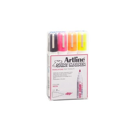 AST. 4 MARCATORI PER TESSUTO P. TONDA 2.0MM NERO/FUCSIA/GIALLO/ARANCIO ARTLINE - A EKT2/4W1