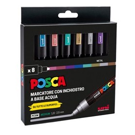 ASTUCCIO 8 MARCATORE UNI POSCA PC5M P.MEDIA 1