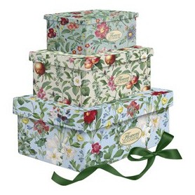 SET 3 SCATOLE REGALO C/NASTRO NATURE FLOWERS FANTASIE E DIM. ASSORTITE PIGNA - 232951