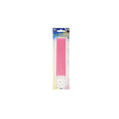 12 CANDELINE MATITE 15CM ROSA BIG PARTY - 71001