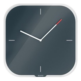OROLOGIO DA PARETE SILENZIOSO IN VETRO GRIGIO COSY LEITZ - 90170089