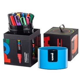 GIFT BOX C/COP. BLU 18 UNI POSCA PC5M P. MEDIA COL.ASS. UNI - M 84008639