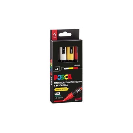 ASTUCCIO 4 MARCATORE UNI POSCA PC5M P.MEDIA 1