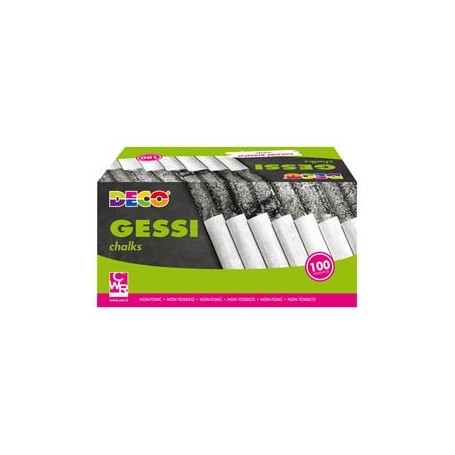SCATOLA 100 GESSETTI TONDI 10X81MM BIANCHI DECO - MY/W100