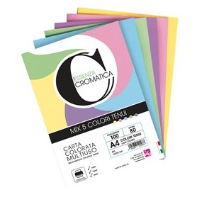 RISMA 100 FG CROMATICA 80GR A4 COLORI ASSORTITI TENUI CWR - 12296/100